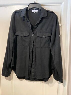Bella Dahl Black Button-Front Utility Shirt Jacket